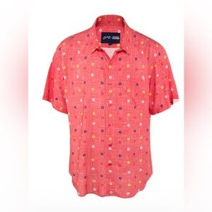 New Section 119 Phish Relaxed Short Sleeve Button Down in All Over Donut Red M